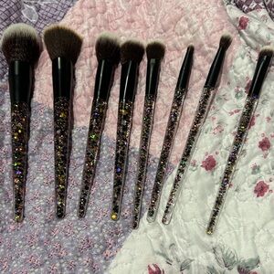 Glitter Makeup Brush Set - Black